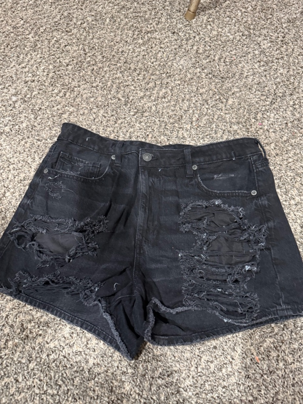 American Eagle Outfitters Black Distressed Denim Shorts